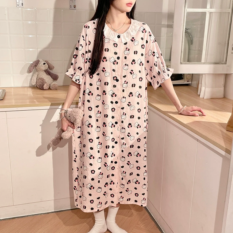 哺乳睡裙夏季薄款短袖带胸垫孕妇睡衣医院月子服生产妇住院待产裙