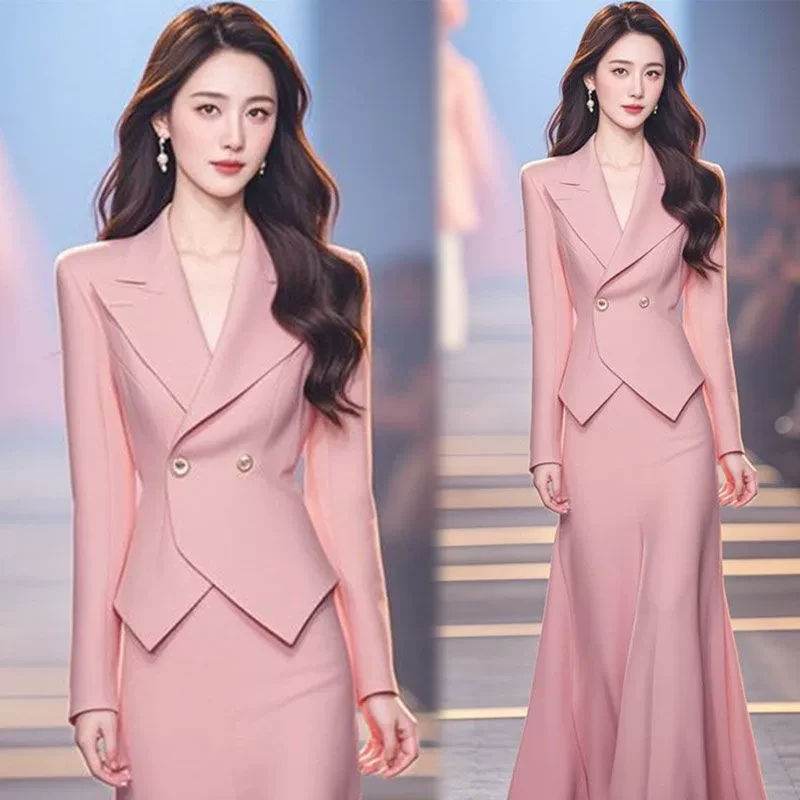 盐系轻熟今年流行漂亮职业小香风套装西装上衣半身裙两件套装秋季