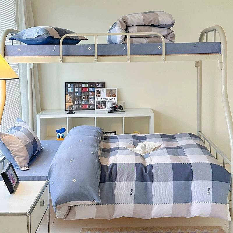 全棉纯棉大学生宿舍床上三件套寝室床单人被套被子一整套六件套男