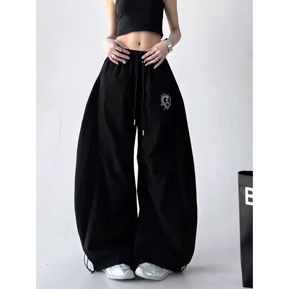 美式街舞潮牌"大香蕉"嘻哈夏季速干长裤kpop辣妹美式伞兵运动裤