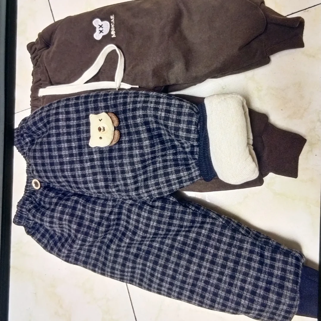 男女通用加绒加厚格子棉裤冬季外穿保暖长裤