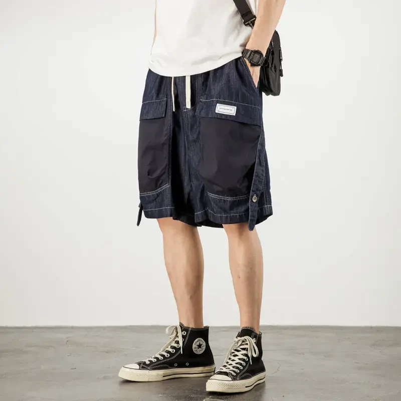 牛仔短裤男宽松大码夏季美式休闲潮牌工装男士直筒百搭