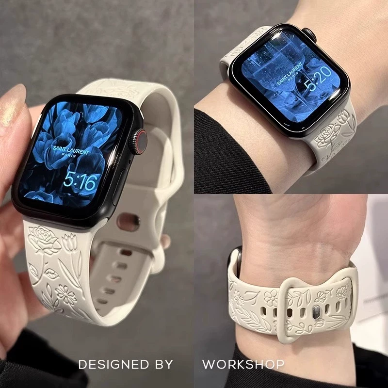 玫瑰花印纹华为watchD2手表D表带硅胶d2新款高级运动男女腕带适用