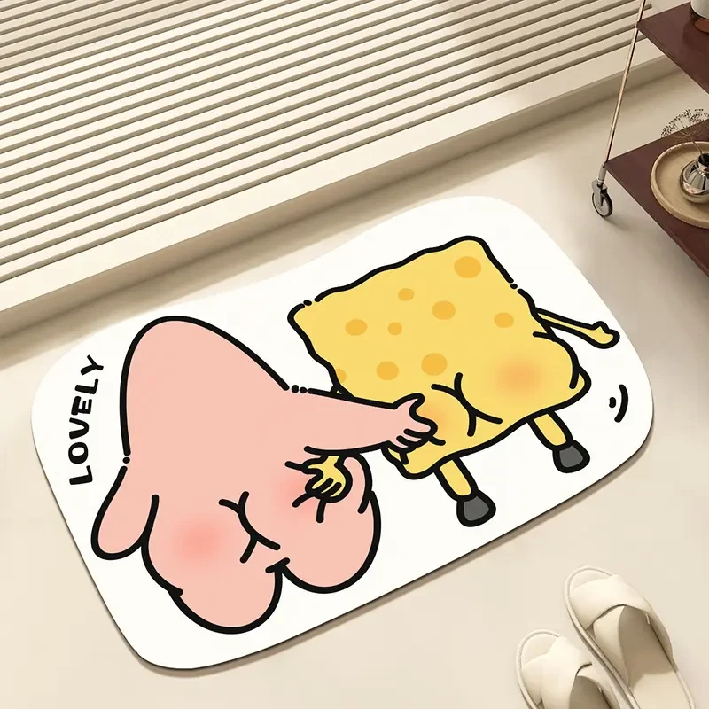 可爱卡通硅藻泥吸水地垫卫生间门口防滑垫浴室速干易打理脚垫子