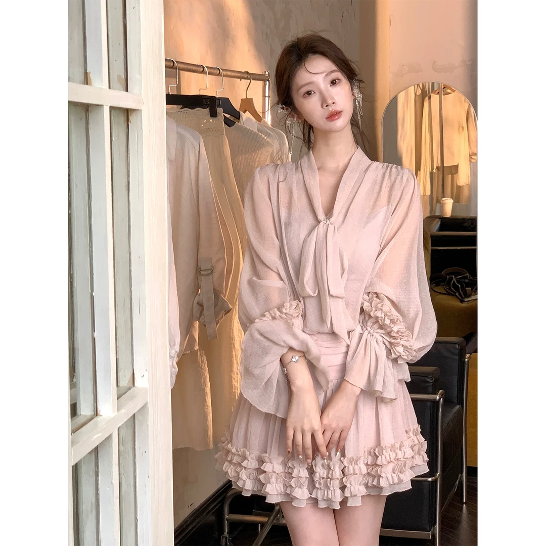 从一时刻【无尽夏】荷叶边短裙蝴蝶结绑带2色CY-S25096