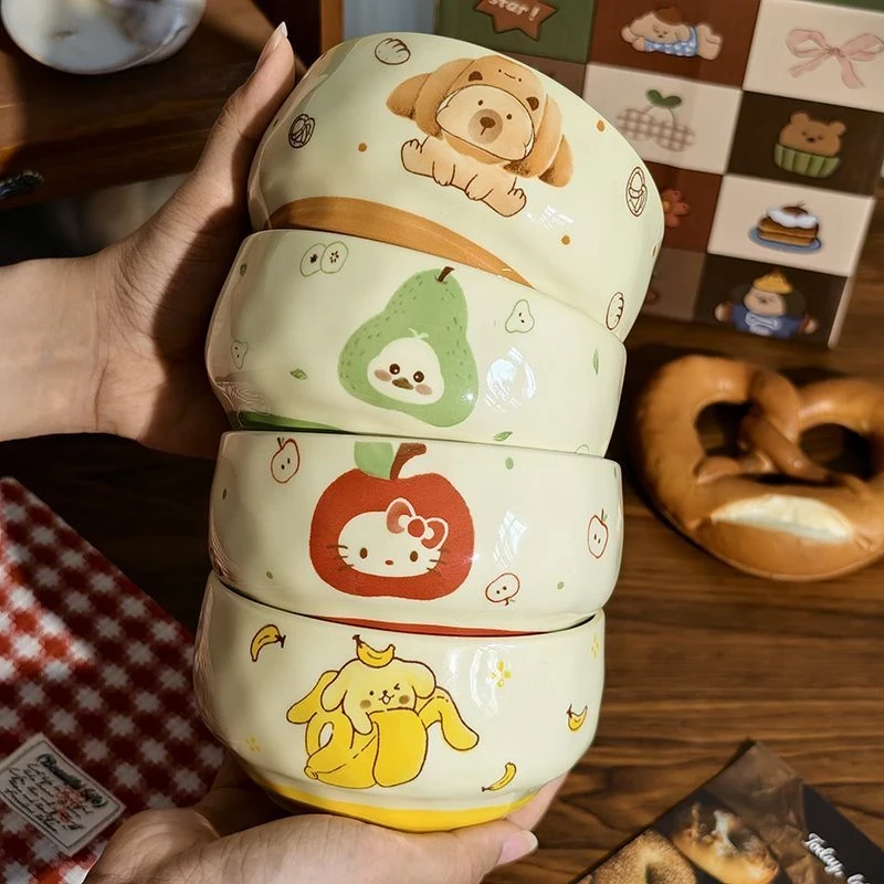水果卡通ins餐具饭碗家用少女陶瓷甜品高颜值釉下彩好看可爱潮