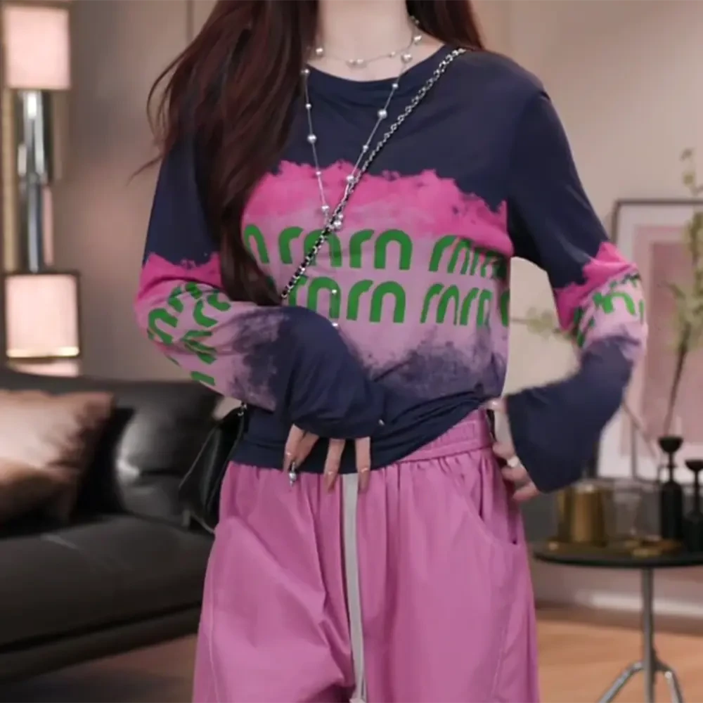 长袖T恤女夏季薄款时尚百搭休闲洋气长袖防晒上衣