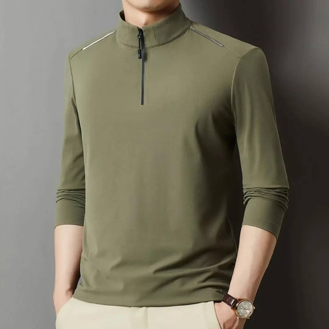 【开运穿搭】设计师冬款男士高档磨毛亲肤拉链立领POLO衫男打底上衣
