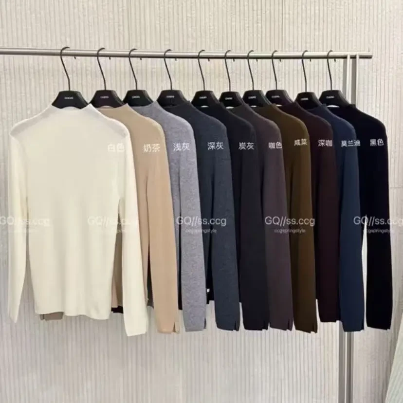 2553130一线成衣半高领羊毛针织修身打底衫高级感内搭