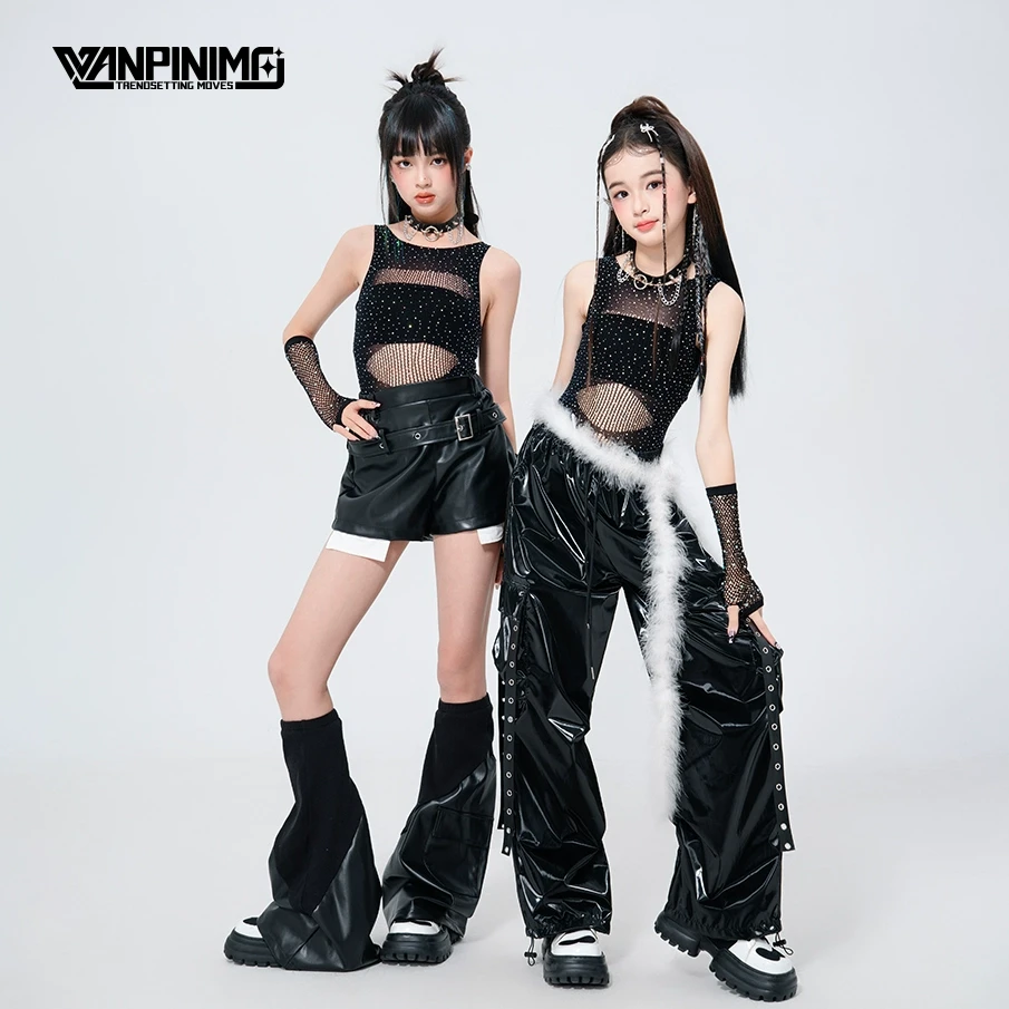 顽皮尼莫爵士舞女童服装夏少儿甜酷风jazz连体闪钻时髦街舞演出服