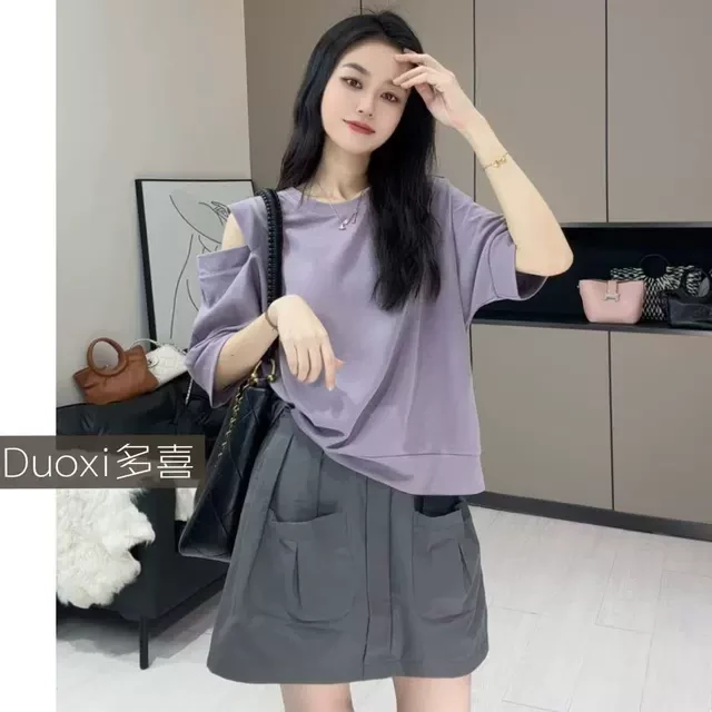 {袖子镂空}圆领短袖T恤女年夏季新款休闲日常百搭上衣