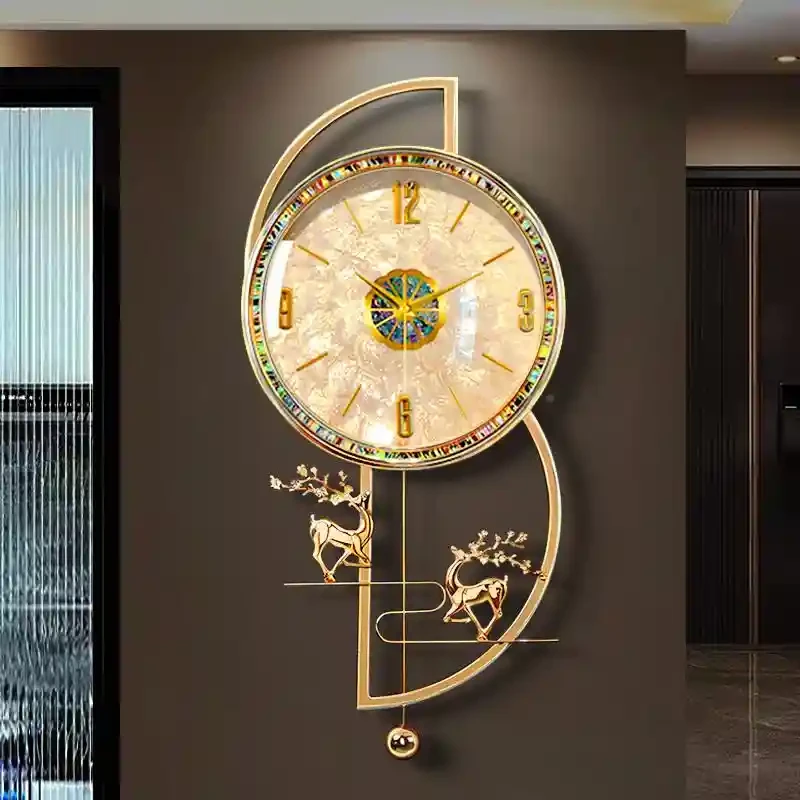 2025新款贝壳高级感挂钟客厅挂墙装饰时钟表家庭轻奢高端大气挂表