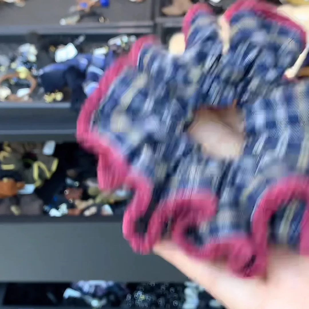 秋冬雾霾蓝色格纹大肠发圈女韩系高级感简约气质扎头发绳头饰