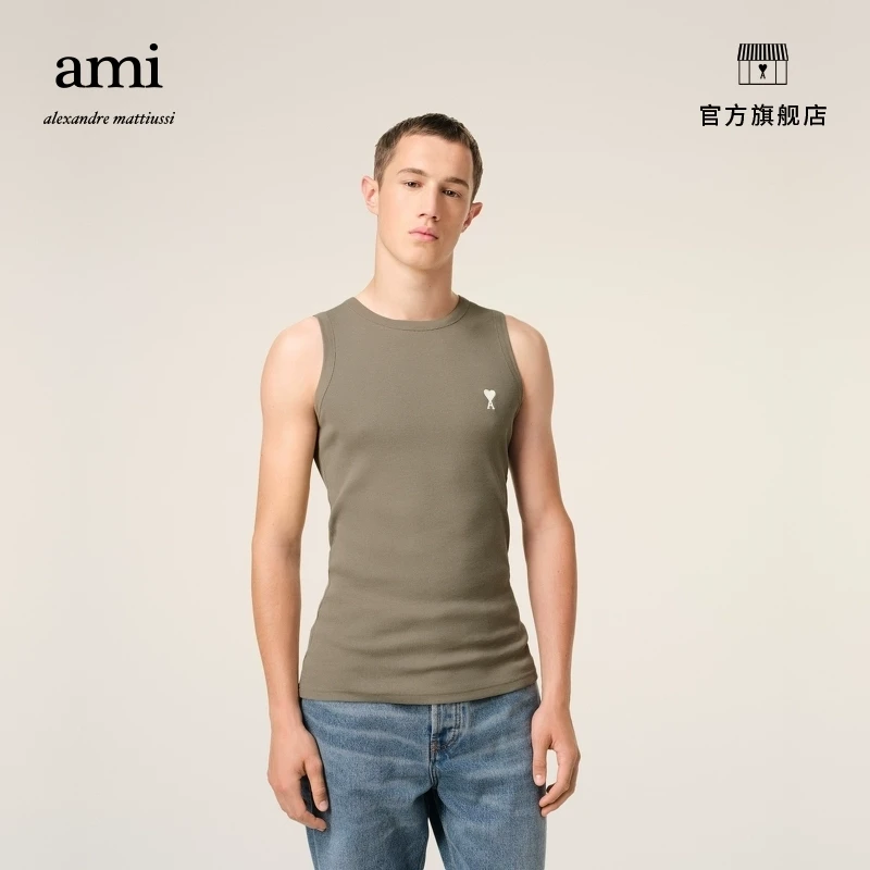 【春夏折扣】AMIPARIS男士针织背心爱心修身圆领上衣HTK060.JE0117