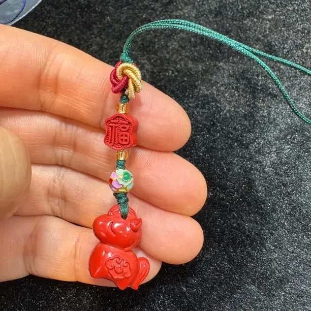 含辰砂工艺品灵丹真朱砂马上来财小马手机挂吊坠