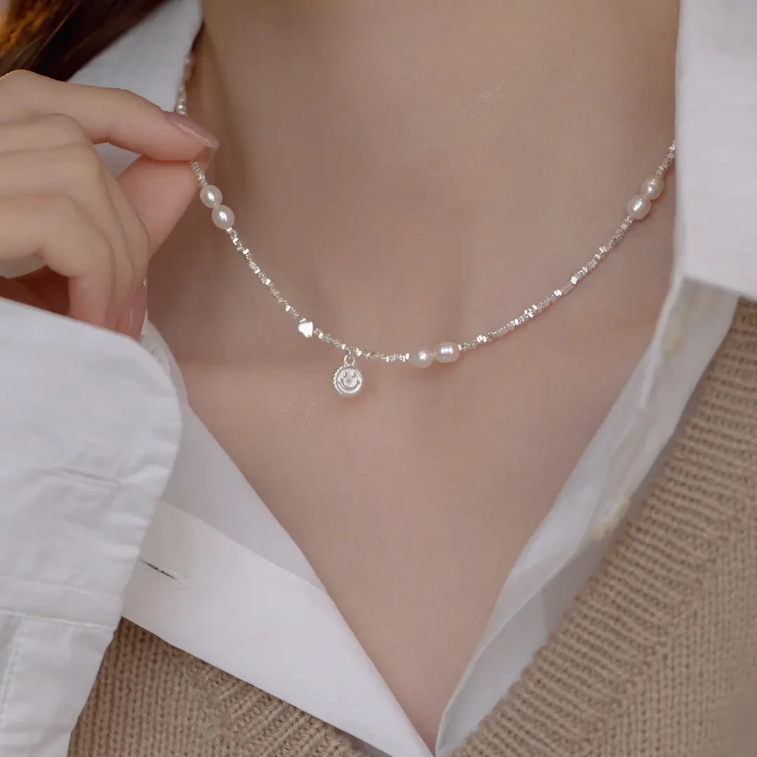 CK 坠链均925银 新款碎银纯银爱心设计感小众锁骨链轻奢时尚气质