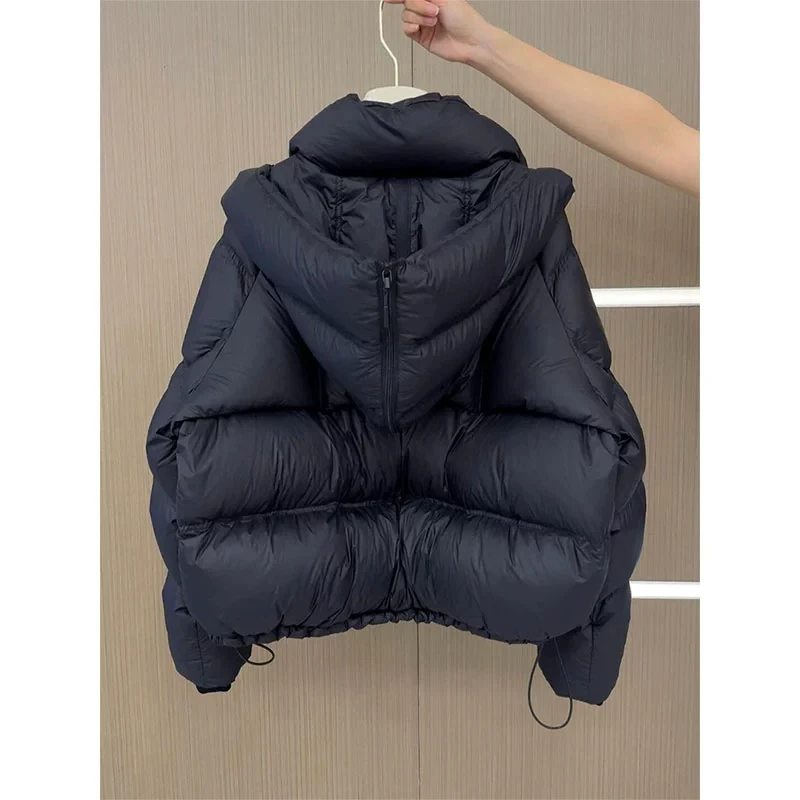 韩版黑色加厚连帽棉服女2024冬季新款今年流行面包服短款保暖棉衣