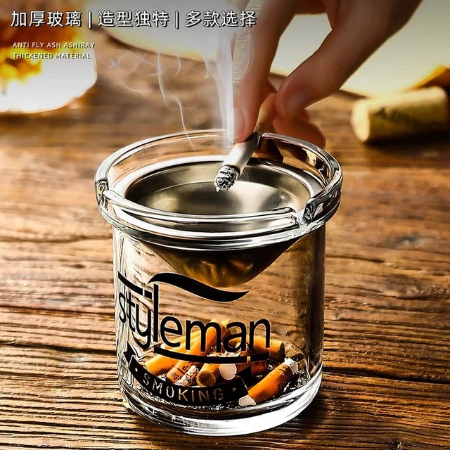 玻璃漏斗烟灰缸创意家用客厅有简约烟缸个性办公室ins风防飞灰味