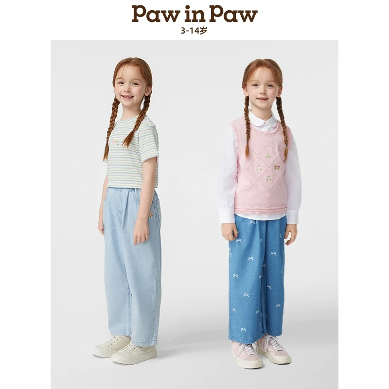PAWINPAW【达人专属】小童春秋夏季牛仔裤女洋气裤子PCTJF2323E
