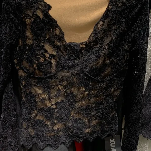 纯欲辣妹秋冬性感V领加绒蕾丝修身显瘦打底长袖上衣