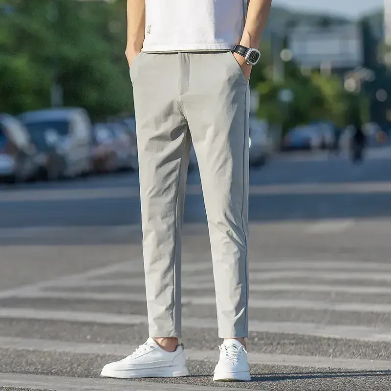 冰丝薄款九分休闲裤男修身小脚弹力百搭高端商务西裤男款夏季新款