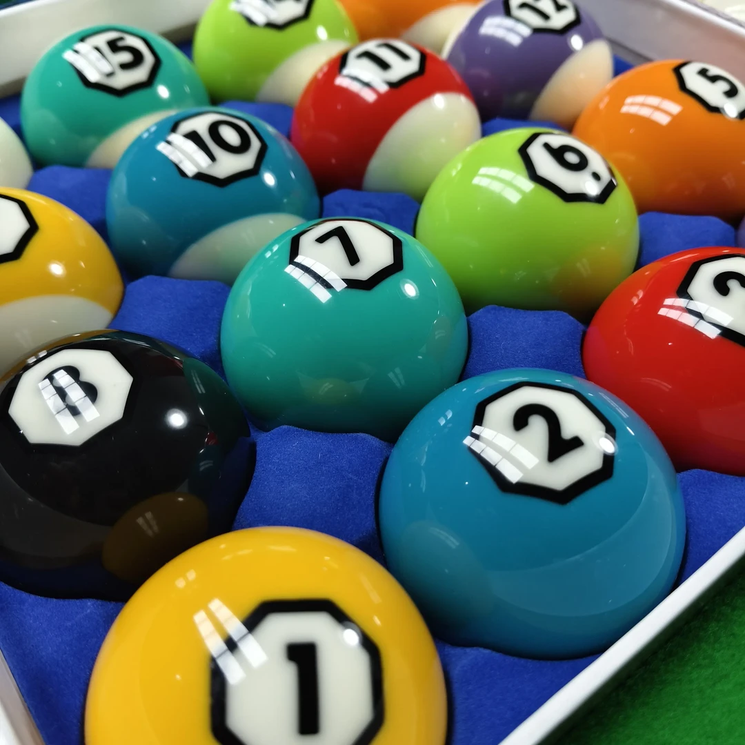 八角高档水晶树脂中式黑八美式标准大号耐打台球子专业耐磨16A