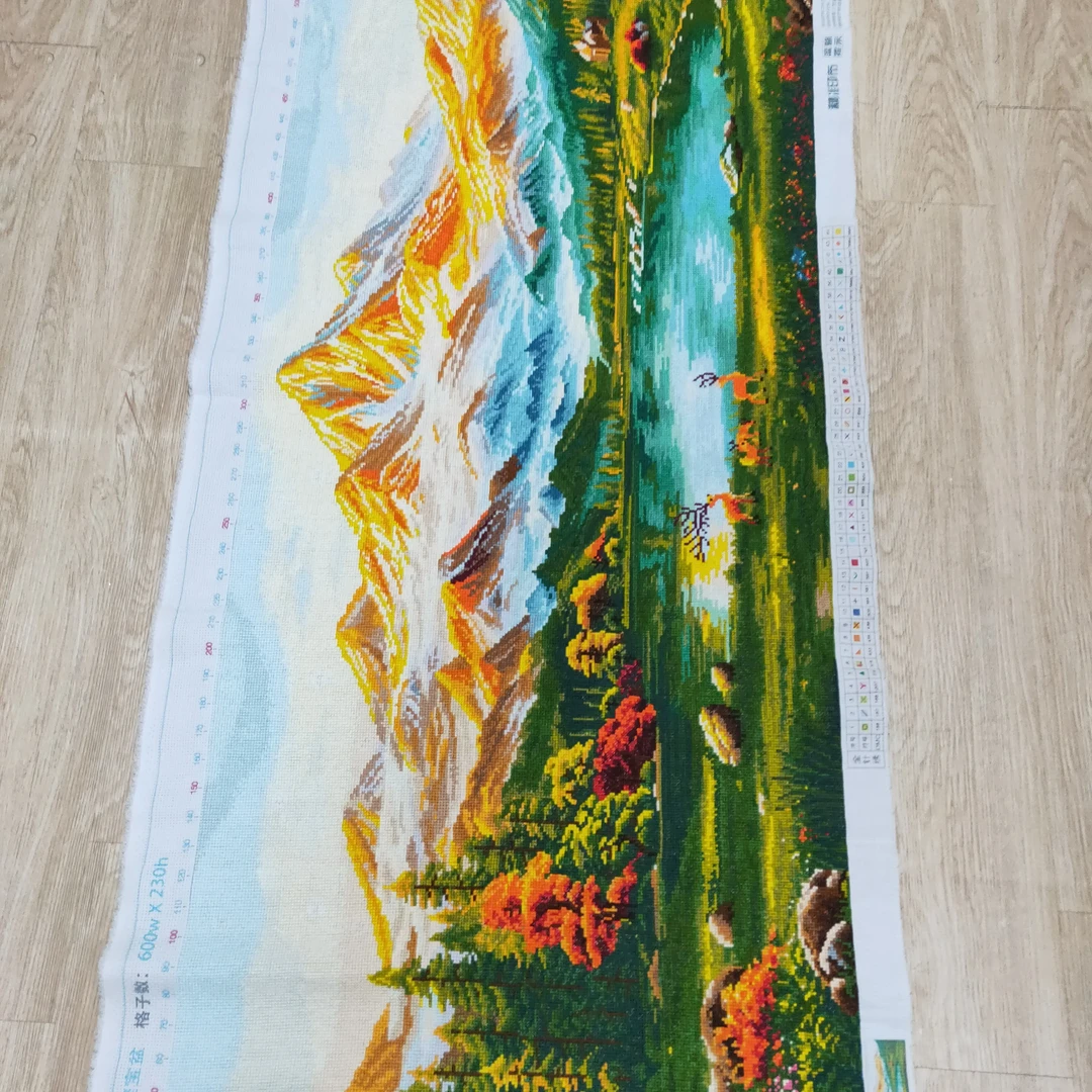 新款背靠金山手工十字绣成品1.8米