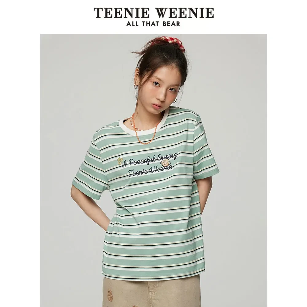 Teenie Weenie小熊条纹字母T恤25时尚清新简约短袖女TTRS252301T