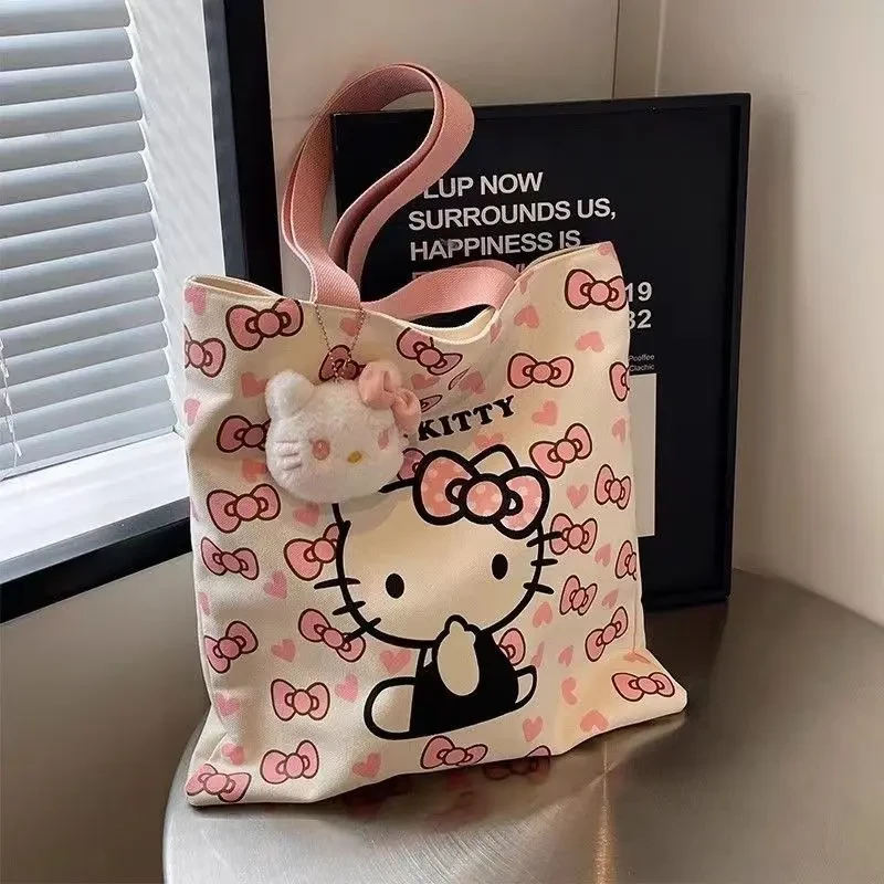 HelloKitty帆布包女大容量包包学生单肩手提袋可爱KT猫通勤托特包
