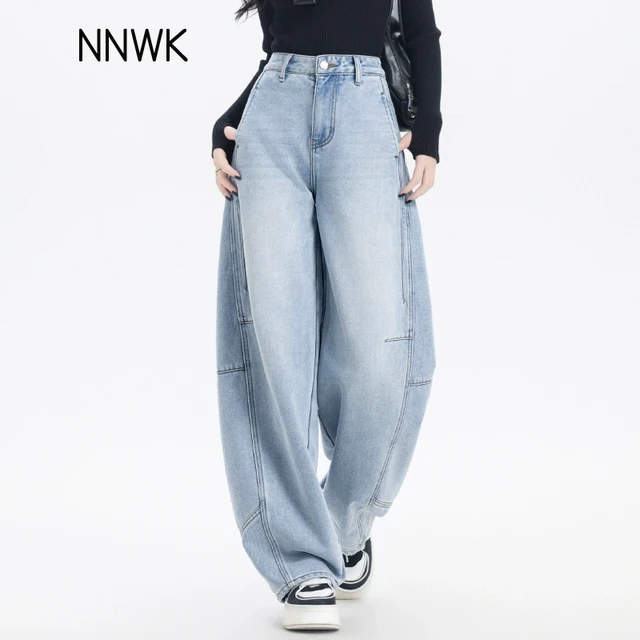 美式浅蓝色镰刀牛仔裤女2025年新款夏季薄款直筒香蕉裤宽松弯刀裤