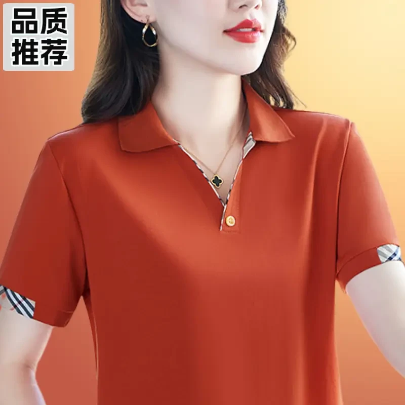 洋气妈妈短袖t恤女夏韩版简约母亲节上衣打底外穿polo衫潮流运动