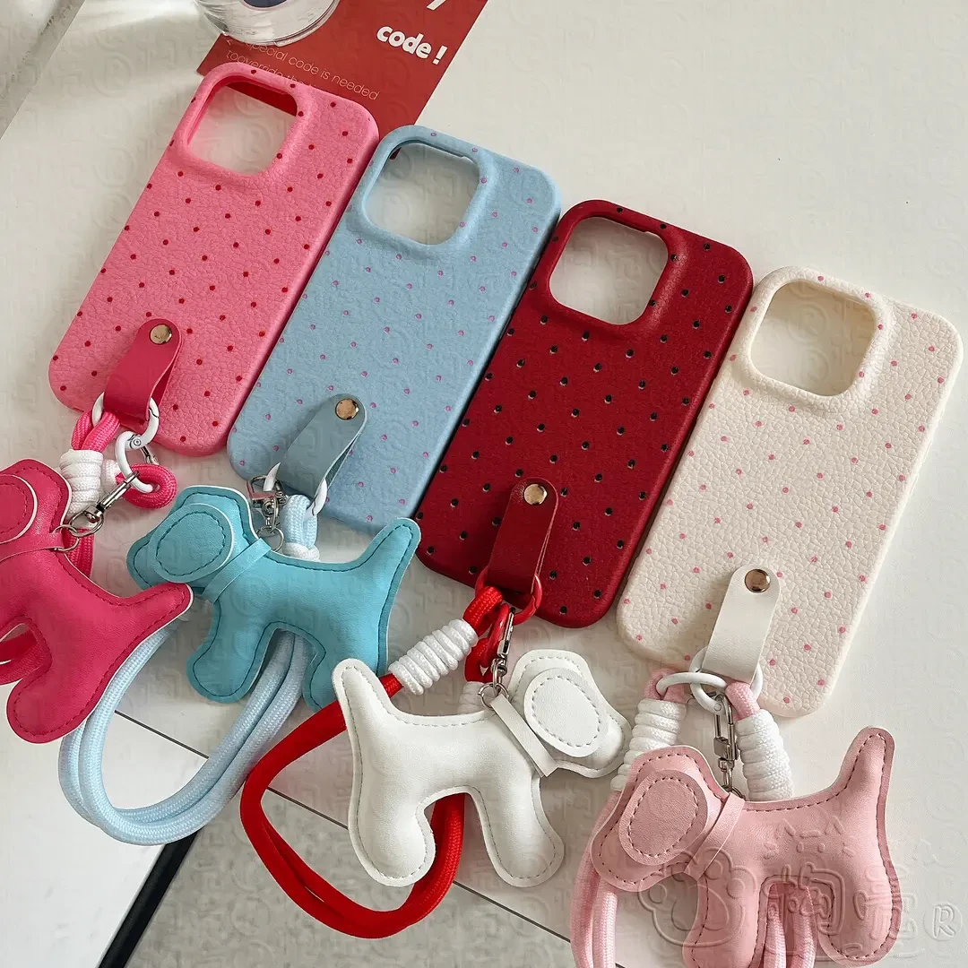 皮革狗皮纹手绳适用苹果16Promax手机壳华为/荣耀/OPPO/vivo/小米