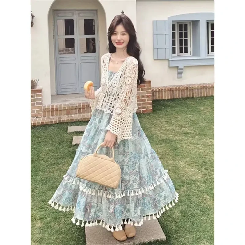 镂空开衫波西米亚风套装裙2025夏季新款海边度假风纯欲松弛感穿搭