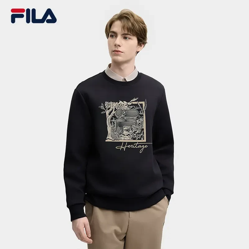 FILA斐乐男装/针织套头衫2025春季新款时尚运动卫衣F11M518208F