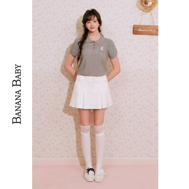 【粉丝专属】BANANA BABY2025年夏新款polo领撞色针织衫D252MY131