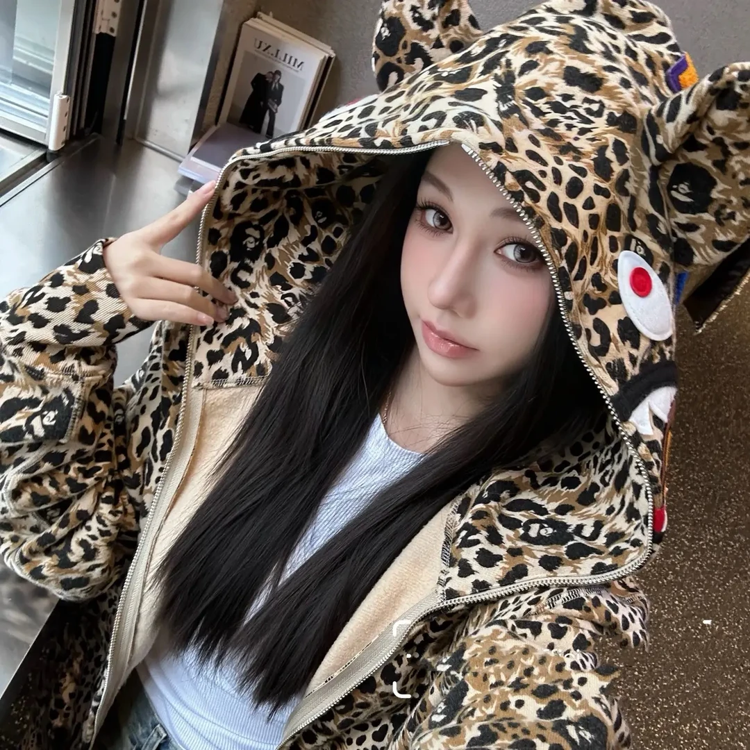 【金钱豹】春季新款创意印花连帽卫衣外套