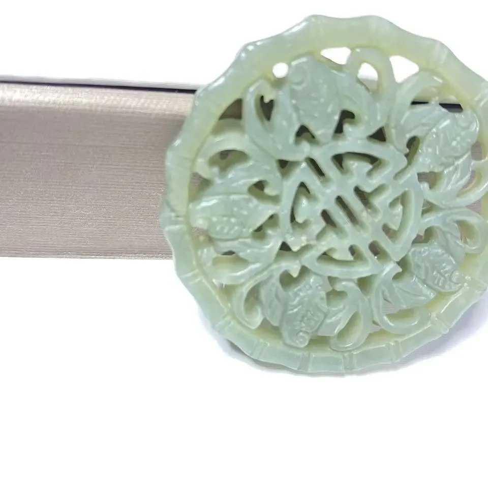 白铜镶嵌玉石镂空五福献寿玉佩挂件汉服配饰收藏佳品