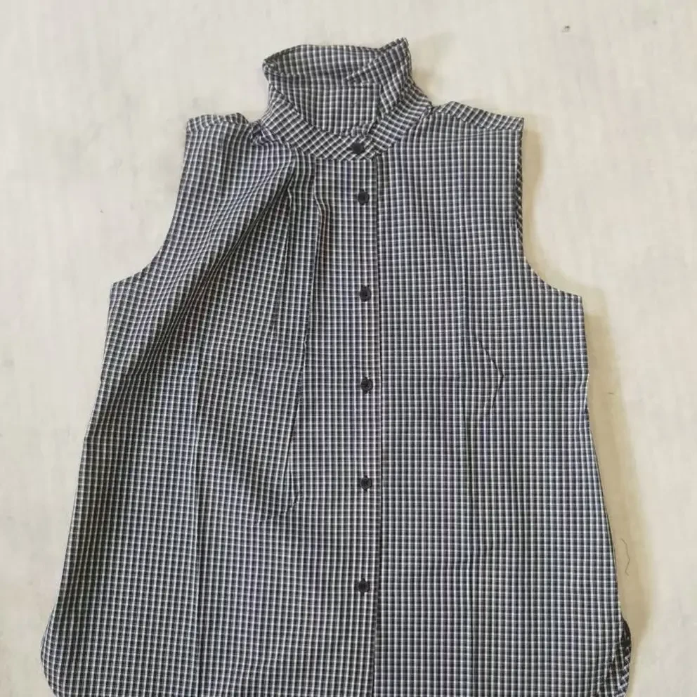 轻奢优雅纯棉格纹休闲马夹叠穿美学百搭衬衫