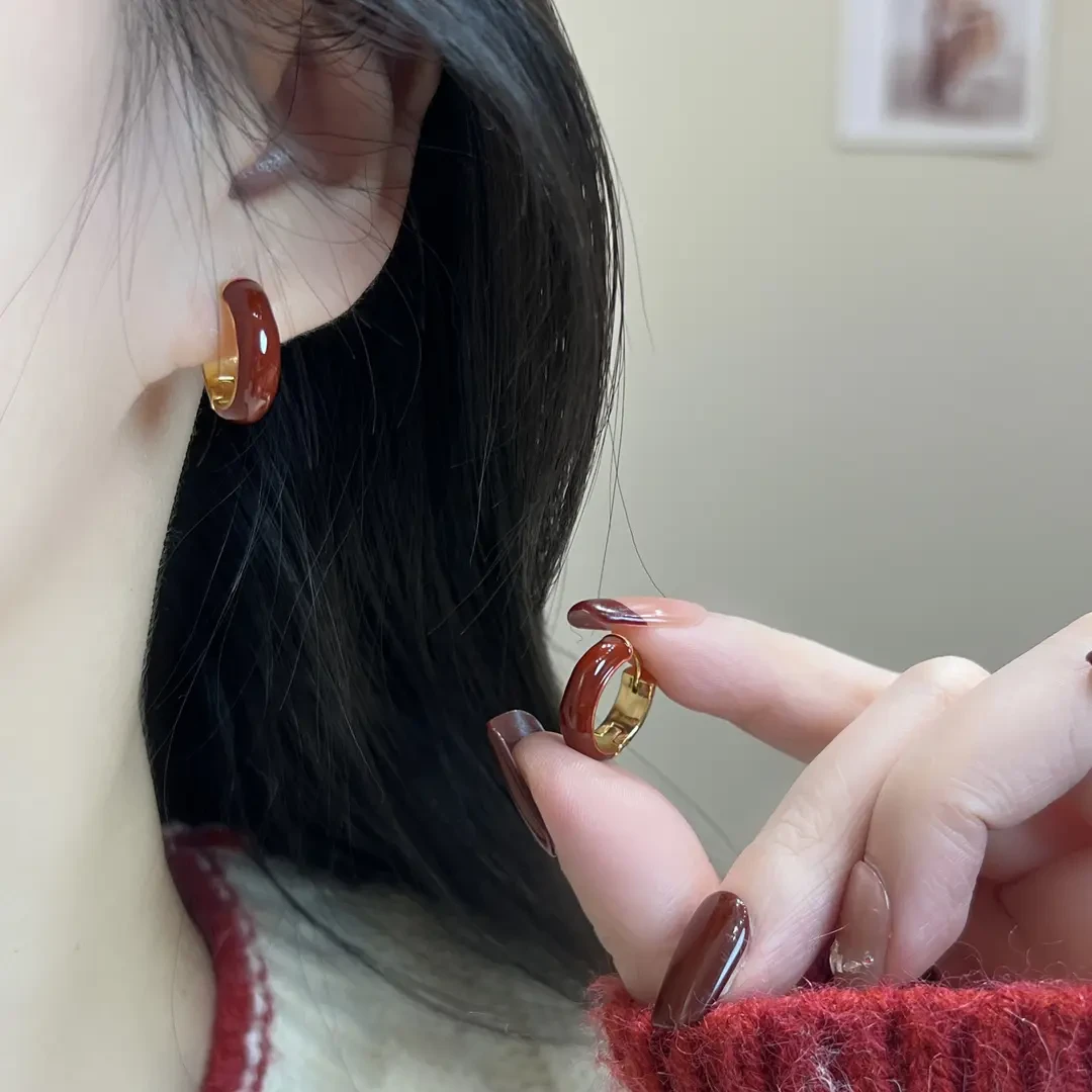合金耳饰 秋冬百搭小众法式复古耳圈气质轻奢精致耳环ins