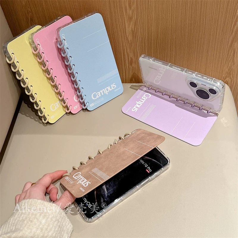 适用华为mate70pro+手机壳纯色英文线圈mate60pro+纯色翻盖笔记本