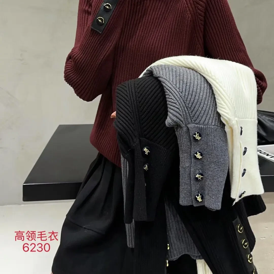 6230意凡高领针织衫女秋冬加厚堆堆领百搭显瘦内搭保暖套头长袖