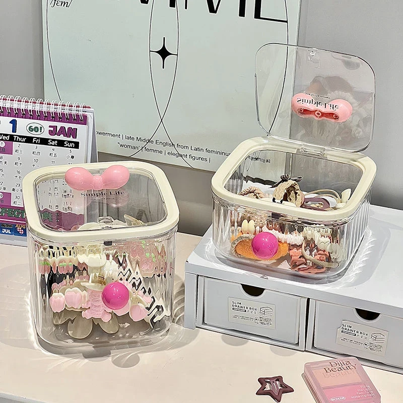 儿童发饰收纳盒带盖桌面发卡发夹女孩皮筋整理头绳发圈首饰盒