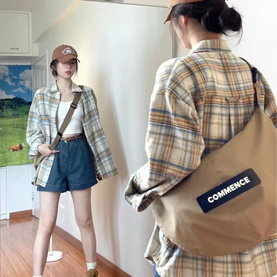 2025百搭格子衬衫女秋季复古宽松显瘦外套女装气质穿搭休闲韩版