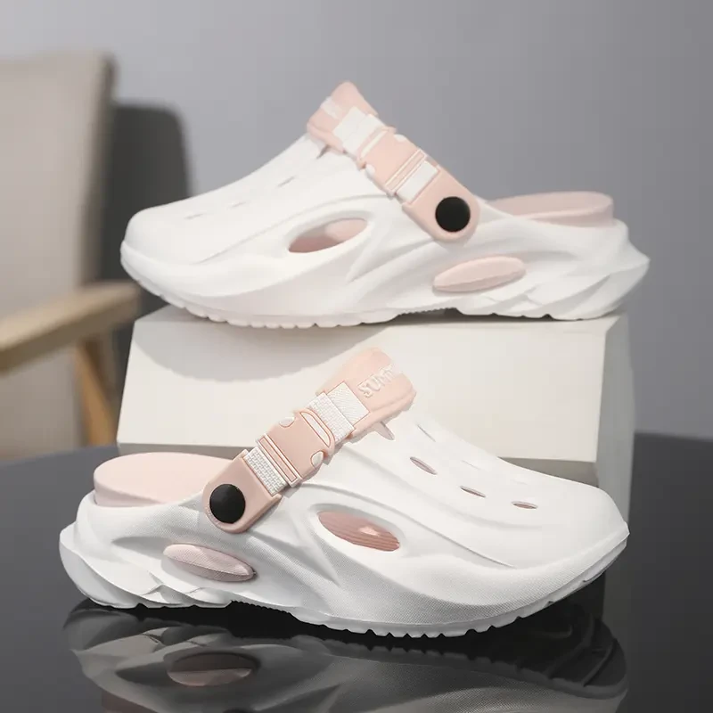 鸿星鸿尓克洞洞鞋女夏季开车透气包头凉鞋一脚蹬运动涉水沙滩鞋