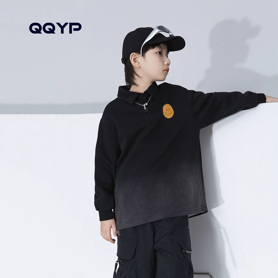 男童卫衣2024春秋装新款儿童潮酷宽松翻领上衣中大童男孩POLO衫
