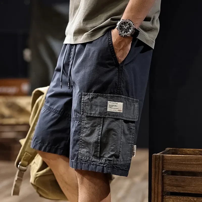 美式复古纯棉工装短裤男2025夏季薄款宽松休闲五分裤男士户外中裤