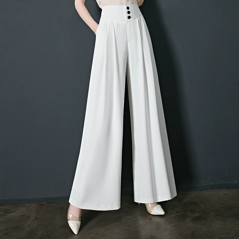 高腰阔腿裙裤女夏季雪纺裤子2025新款宽松垂感气质通勤长裤大脚裤