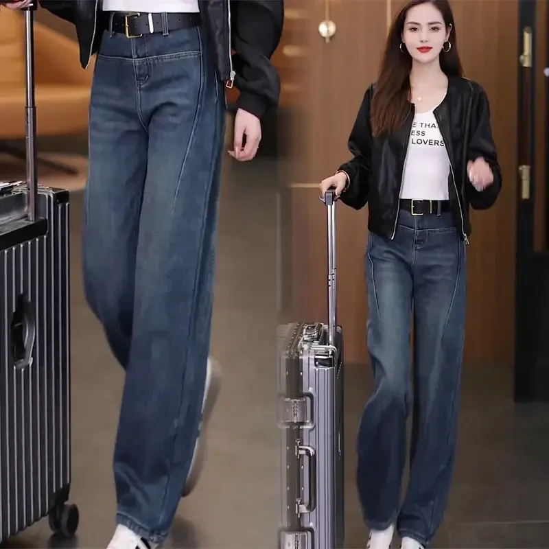 怀旧复古牛仔裤女早秋2025年新款高腰弯刀裤香蕉裤阔腿宽松裤子