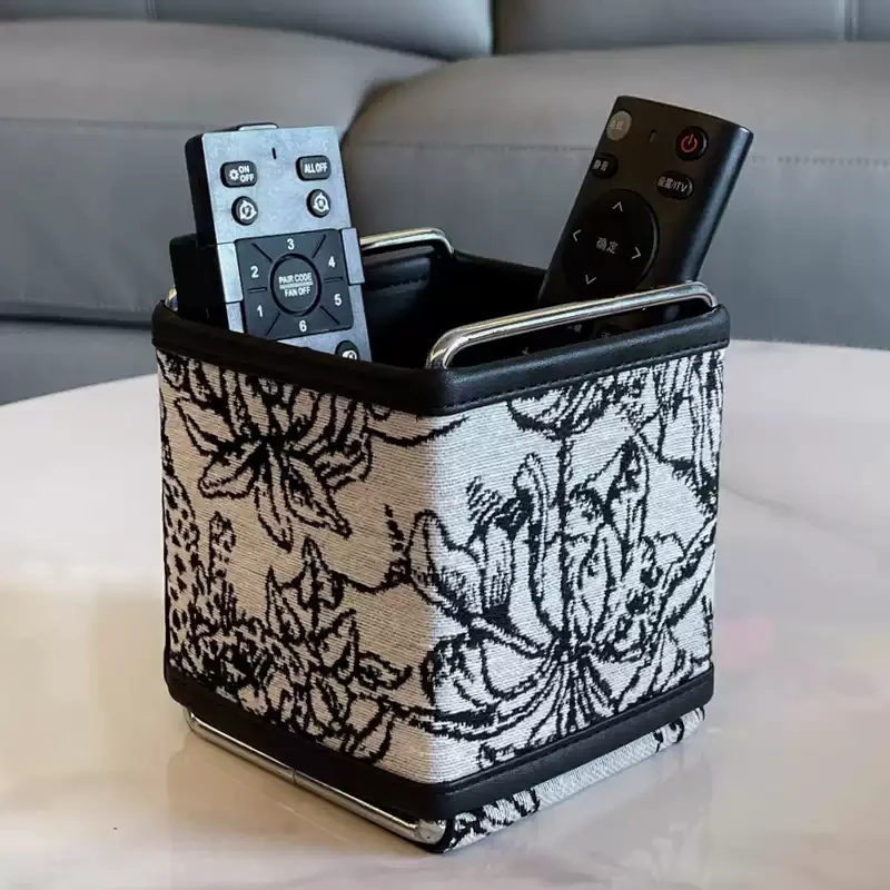 法式桌面皮革收纳盒高档轻奢杂物储物盒化妆刷遥控器笔筒收纳GES