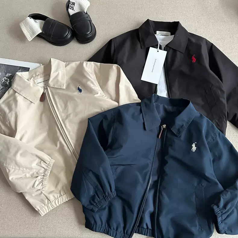 儿童外套2025春秋男女童日系刺绣翻领秋季夹克宝宝中大童拉链衫潮